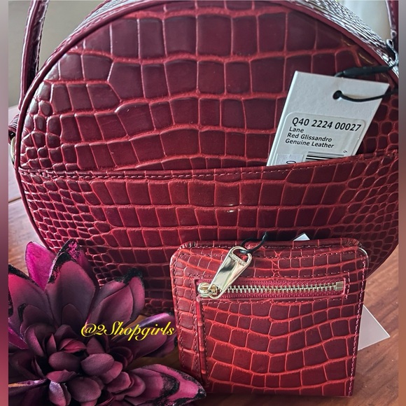 NWT Brahmin SET Lane and Jane Wallet in Red Glissandro - Picture 3 of 14